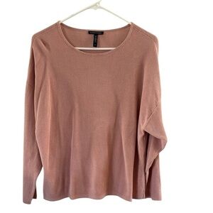 Eileen Fisher Mauve Pink scoop Neck Sweater size Small oversized